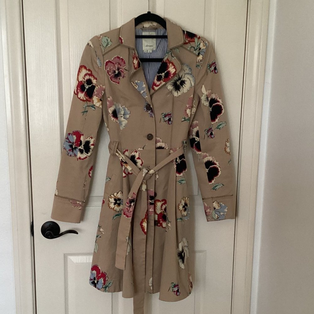Floral Women's Lightweight Long Coat Size 4